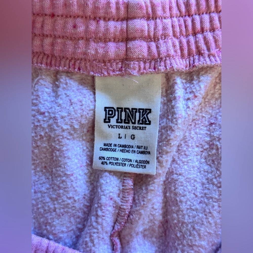 VS PINK VINTAGE 2013 Y2K SKINNY JOGGER SWEATPANTS SPECKLED PINK SCRIPT LOGO HTF - Picture 7 of 8